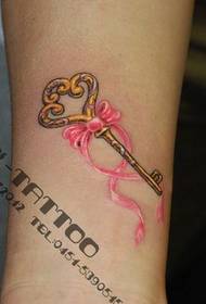 Girl child color key bow tattoo pattern