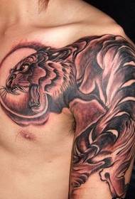 Domineering downhill tiger half armor tattoo