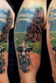 Velké kolo krásné kolo a krajina tetování vzor