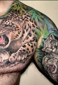 Картина за татуировка на половин доспех леопард