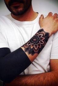 Arm large area black with vanilla flower decorative tattoo pattern