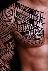 Half armor totem man atmospheric tattoo pattern