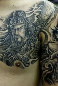 Komea mies Guan Gong puoliksi panssari tatuointi