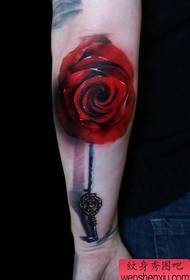 Arm rose key tattoo pattern