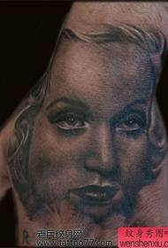 Hand back European and American beauty portrait tattoo pattern