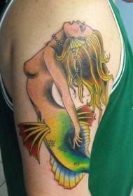 Dath gualainn pictiúr tattoo mermaid scoile