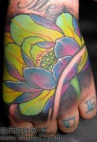 Hand back color lotus tattoo pattern