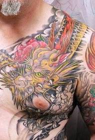 Classic traditional dragon half armor tattoo