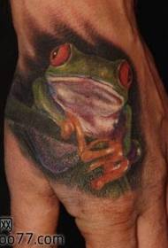 Hand back 3D color frog tattoo pattern