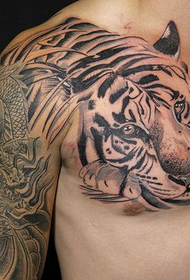 Ferocious dragon tiger personality kalahating nakasuot ng pattern ng tattoo