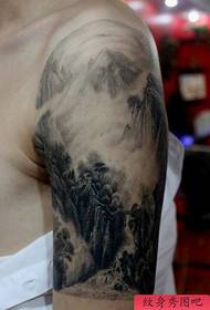 Arm classic landscape painting tattoo pattern
