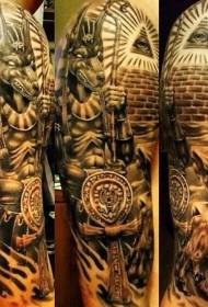 Stunning Egyptian theme attribute tattoo on the shoulder
