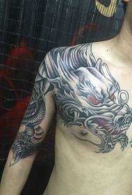 Uralkodó hatszög sárkány tetoválás minta