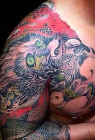 100% color half dragon dragon tattoo