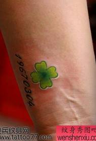 Small and popular four-leaf clover tattoo pattern