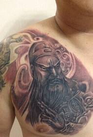 Tatuajes de media armadura de Guan Gong, tres personaxes dos reinos