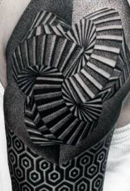 Unusual black hypnosis figure arm tattoo pattern
