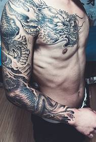 Pretty handsome classic half arm dragon tattoo pattern