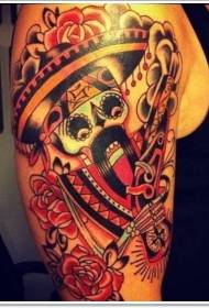 Skouerkleur Mexikaanse geraamte tattoo foto