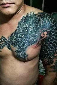 Super domineering half armor dragon tattoo pattern
