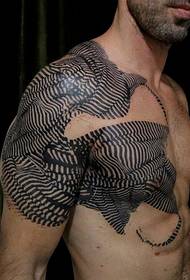 Zebra style totem tattoo pattern with arms