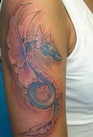 Arm cute blue dragon tattoo pattern