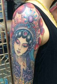 Female beautiful half-flower tattoo