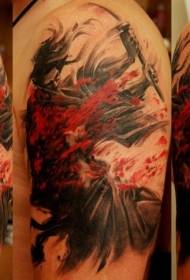 Brazo de samurai xaponés de gran brazo patrón de corpo pintado