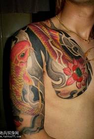 Beautiful lotus squid half-neck tattoo pattern