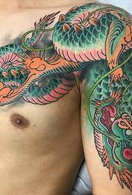 Shoulder shawl dragon half armor tattoo pattern