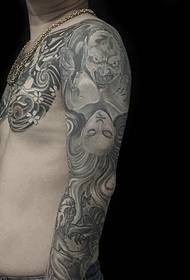 Glamourous Blooming Black Grey Half Armor Totem Tattoo Tattoo