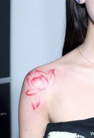 Quiet and beautiful red lotus tattoo pattern
