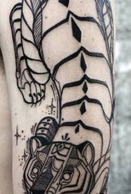 Arm black tribal style tiger tattoo pattern