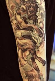 Παράξενο μοτίβο τατουάζ λύκου και καπνού