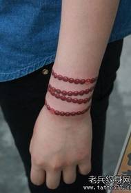 Girl Arm Fashion Beads Bracelet Tattoo Pattern