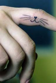 a cute cat tattoo pattern with a finger