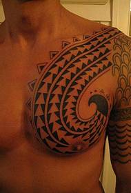 Hombre Izquierda La mitad de un guapo Tótem tribal negro Imagen del tatuaje Negro, Tribu