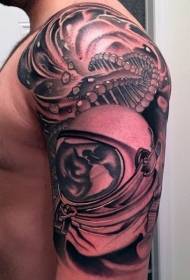 Mysterious astronaut tattoo picture of shoulder future style