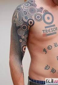 Male black gray half armor tattoo picture