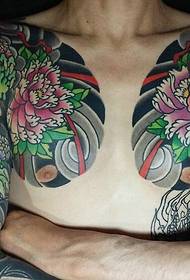 Handsome and attractive color double hemiple tattoo pattern