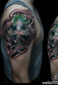 Σταυρός Τατουάζ Pattern: Βραχίονα Σταυρού Τριφύλλι Τατουάζ Σχέδιο Τατουάζ Εικόνα