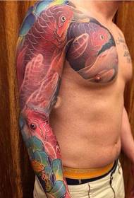 Several red squid half-neck tattoo patterns dazzled