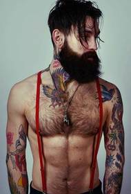 Fashion European and American men's flower arm tattoo