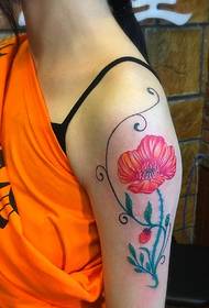 漂亮精致的花臂花朵纹身刺青