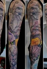 Pattern di tatuaggi di braccio di fiori dinosauri