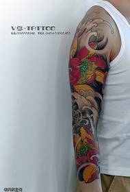 Lotus water spray arm tattoo pattern