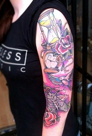 Female arm beautiful flower arm tattoo