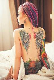 sexy female after Back flower arm wings tattoo picture recommended