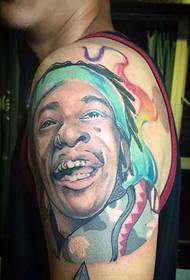 Flower arm watercolor man portrait tattoo picture
