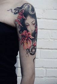 花蛇缠绵画中仙的花臂纹身图片